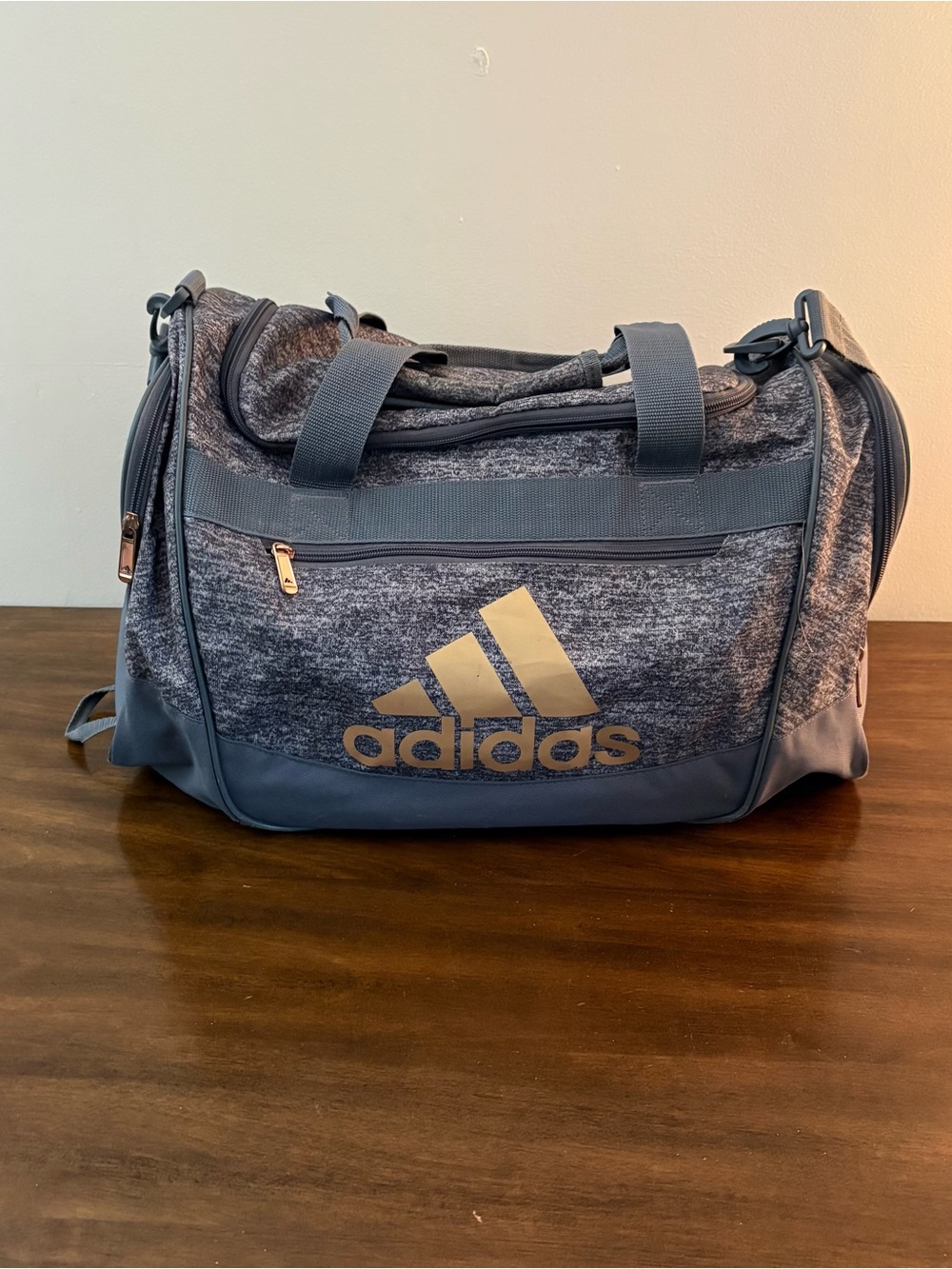 Adidas Small Duffle Bag Grey Gold Sporty Gym Travel 12”